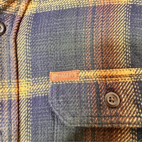Orvis Men's Big Bear Heavyweight Double Brushed Plaid Flannel Button Down Shirt - Picture 6 of 12